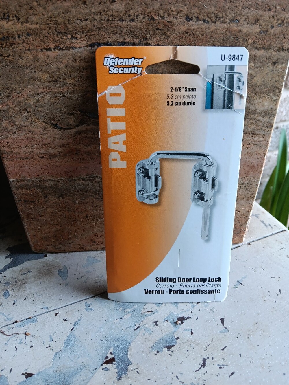 Defender Security U 9846 Patio Door Lock, Loop Lock, Nickel Plated New